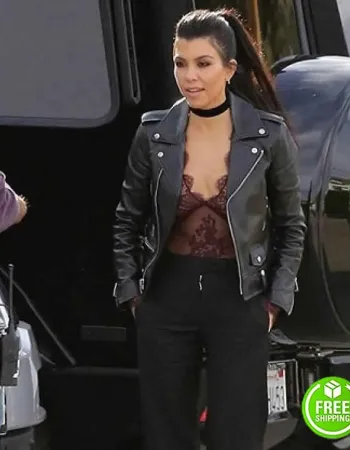 KOURTNEY KARDASHIAN BLACK LEATHER JACKET