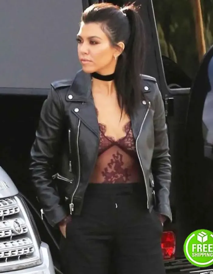KOURTNEY KARDASHIAN BLACK LEATHER JACKET