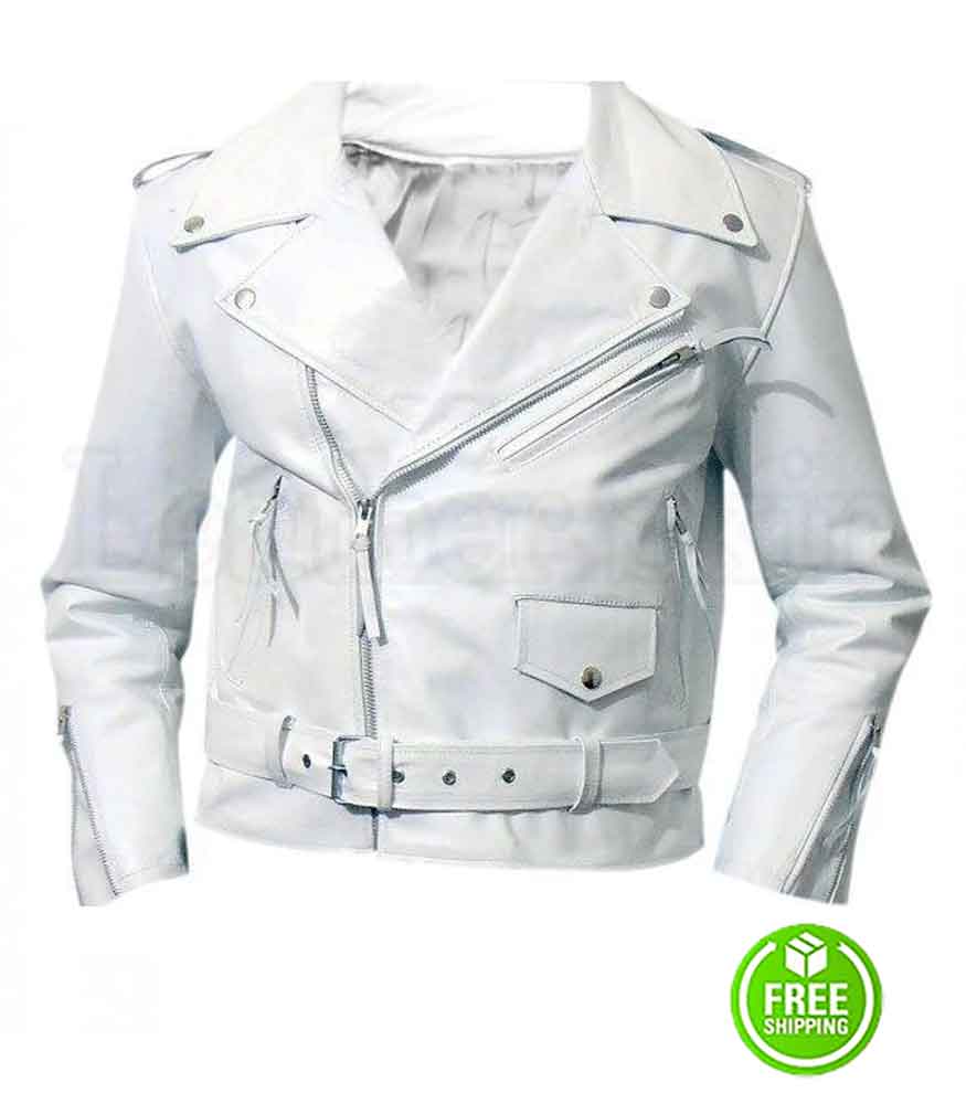 Brando White Rider Leather Jacket
