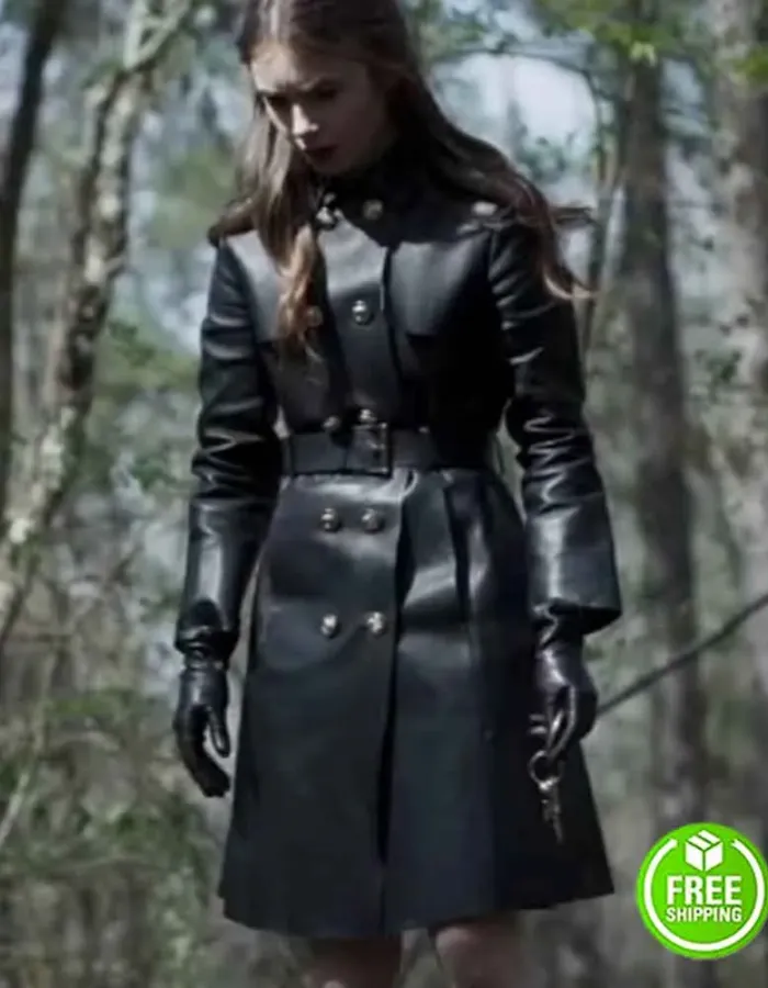 Inheritance Lily Collins Lauren Monroe Black Leather Coat 