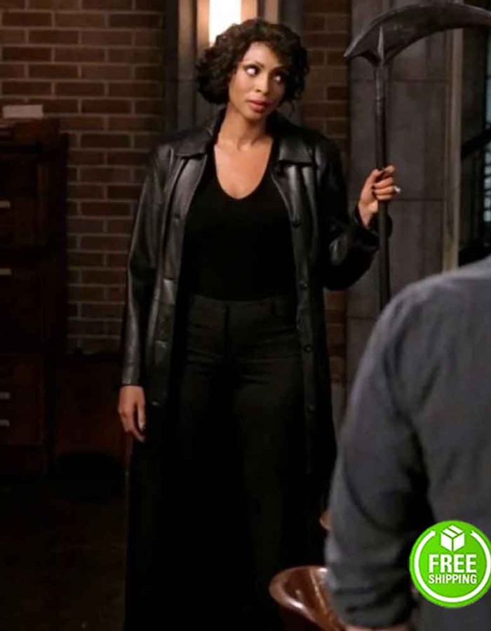 SUPERNATURAL SEASON 15 LISA BERRY (BILLIE) BLACK LEATHER COAT 