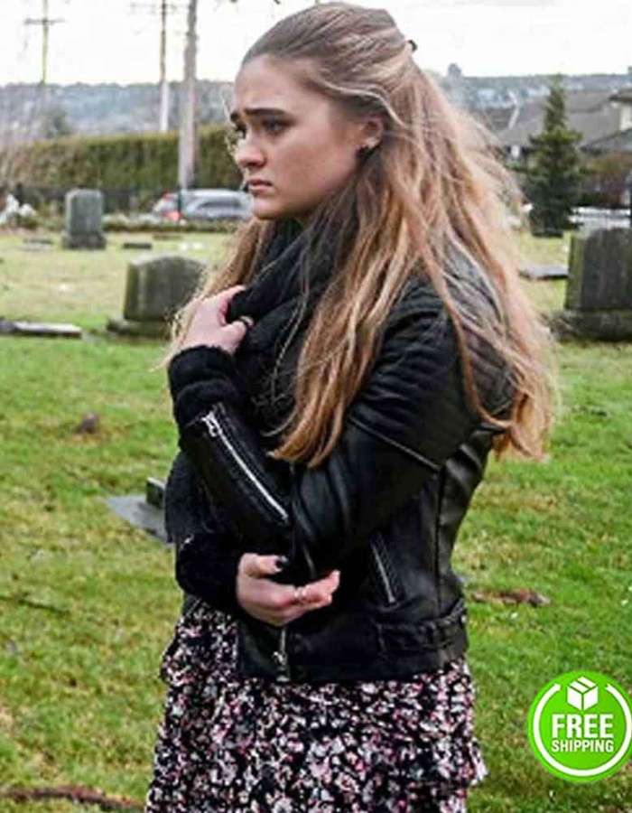 A MILLION LITTLE THINGS LIZZY GREENE (SOPHIE DIXON) BLACK LEATHER JACKET