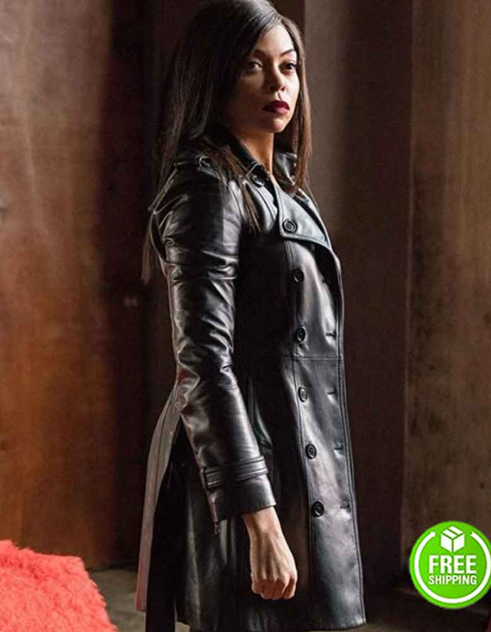 PROUD MARY TARAJI P. HENSON (MARY) BLACK LEATHER TRENCH COAT PROUD MARY TARAJI P. HENSON (MARY) BLACK LEATHER TRENCH COAT