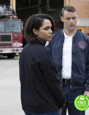 CHICAGO FIRE SEASON 8 MONICA RAYMUND (GABRIELA DAWSON) BLACK COTTON JACKET