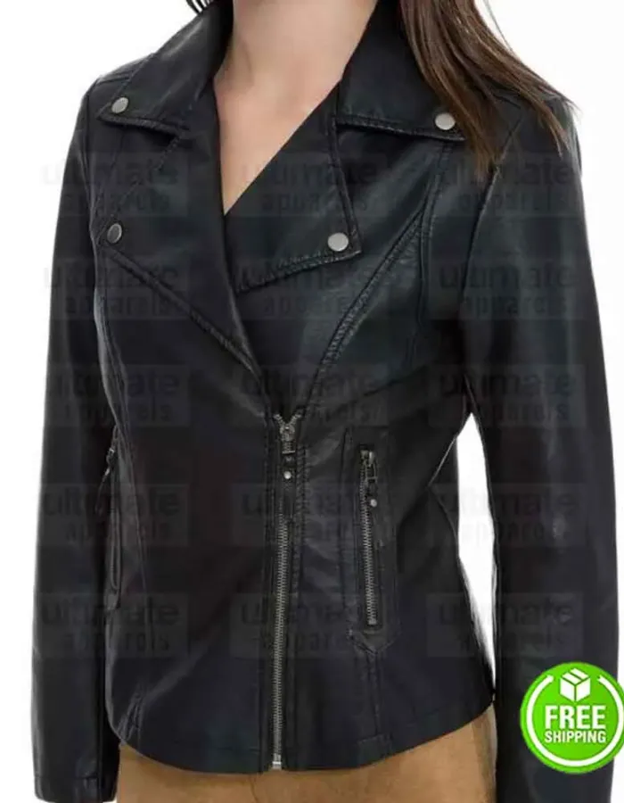 TRINKETS SEASON 2 QUINTESSA SWINDELL (TABITHA FOSTER) BLACK LEATHER JACKET