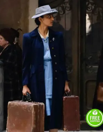 A CALL TO SPY RADHIKA APTE (NOOR INAYAT KHAN) BLUE WOOL COAT A CALL TO SPY RADHIKA APTE (NOOR INAYAT KHAN) BLUE WOOL COAT