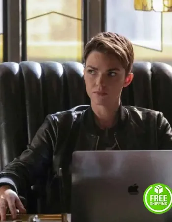 BATWOMAN RUBY ROSE (KATE KANE) BLACK BOMBER LEATHER JACKET