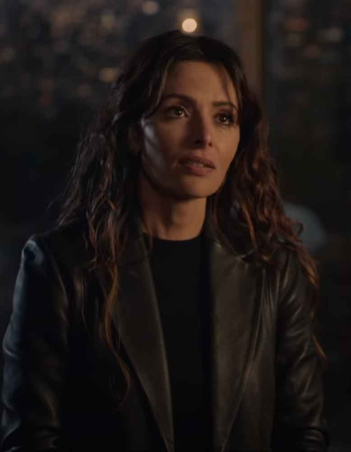 THE ROOKIE SEASON 2 SARAH SHAHI (JESSICA RUSSO) BLACK LEATHER BLAZER