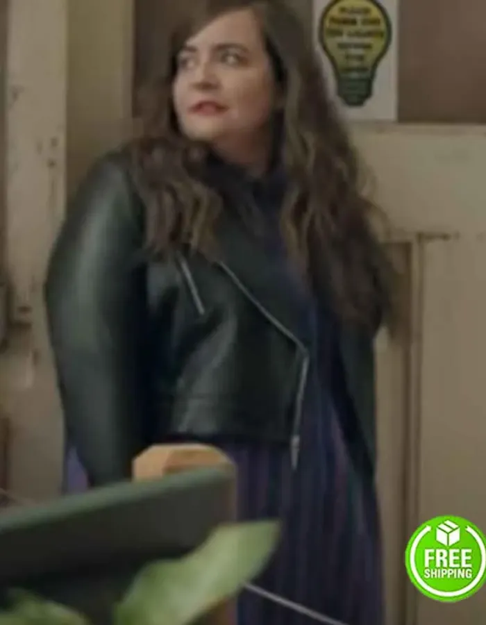SHRILL SEASON 3 AIDY BRYANT (ANNIE EASTON) BLACK LEATHER JACKET