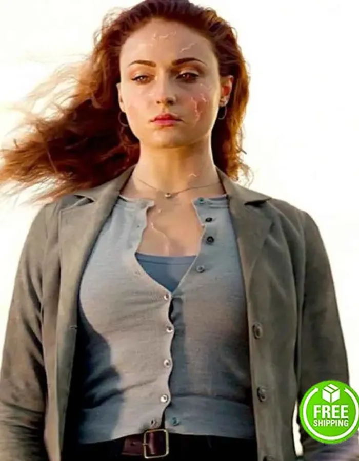 X-MEN: DARK PHOENIX SOPHIE TURNER (JEAN GREY) GREY COTTON COAT