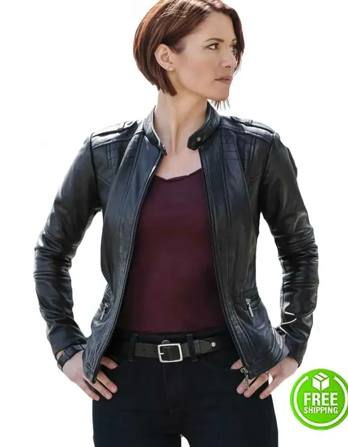 SUPERGIRL CHYLER LEIGH (ALEX DANVERS) BLACK LEATHER JACKET