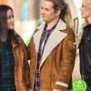 SUPERNATURAL SEASON 13 BRIANA BUCKMASTER (DONNA HANSCUM) BROWN SHEARLING JACKET