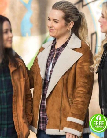 SUPERNATURAL SEASON 13 BRIANA BUCKMASTER (DONNA HANSCUM) BROWN SHEARLING JACKET