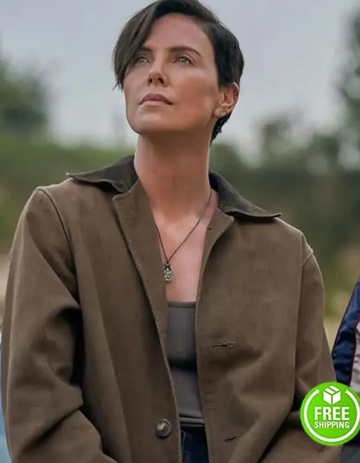 THE OLD GUARD CHARLIZE THERON (ANDY) BROWN COTTON COAT THE OLD GUARD CHARLIZE THERON (ANDY) BROWN COTTON COAT