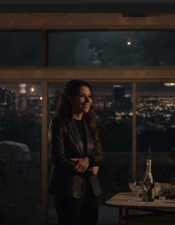 THE ROOKIE SEASON 2 SARAH SHAHI (JESSICA RUSSO) BLACK LEATHER BLAZER