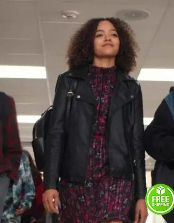 TRINKETS SEASON 2 QUINTESSA SWINDELL (TABITHA FOSTER) BLACK LEATHER JACKET