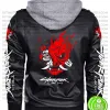 CYBERPUNK 2077 SAMURAI BLACK LEATHER JACKET WITH HOOD