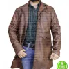 RED NOTICE DWAYNE JOHNSON BROWN DISTRESSED LEATHER COAT RED NOTICE DWAYNE JOHNSON BROWN DISTRESSED LEATHER COAT
