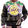 Men's Los Angeles Lakers Remix Palm Trees Black Varsity Jacket