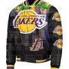Men's Los Angeles Lakers Remix Palm Trees Black Varsity Jacket