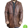 RED NOTICE DWAYNE JOHNSON BROWN DISTRESSED LEATHER COAT RED NOTICE DWAYNE JOHNSON BROWN DISTRESSED LEATHER COAT