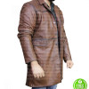 RED NOTICE DWAYNE JOHNSON BROWN DISTRESSED LEATHER COAT RED NOTICE DWAYNE JOHNSON BROWN DISTRESSED LEATHER COAT