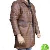 RED NOTICE DWAYNE JOHNSON BROWN DISTRESSED LEATHER COAT RED NOTICE DWAYNE JOHNSON BROWN DISTRESSED LEATHER COAT