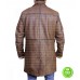 RED NOTICE DWAYNE JOHNSON BROWN DISTRESSED LEATHER COAT