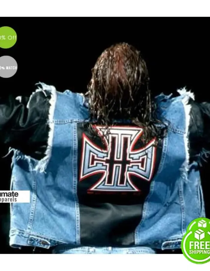Vintage WWE Triple H Denim Leather Jacket Vintage WWE Triple H Denim Leather Jacket