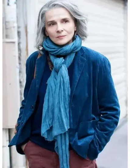 The Staircase Juliette Binoche (Sophie Broussard) Blue Cotton Blazer