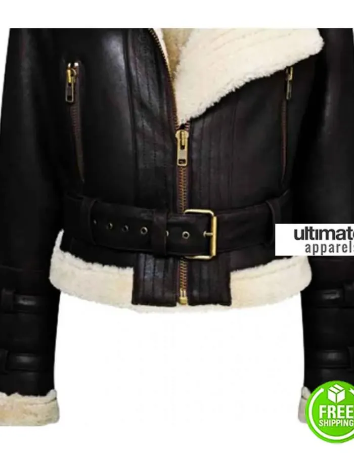 Women's Aviator Flight Shearling Bomber Fur Black Jacket Women's Aviator Flight Shearling Bomber Fur Black Jacket