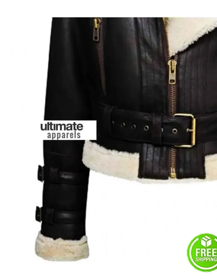 Women's Aviator Flight Shearling Bomber Fur Black Jacket Women's Aviator Flight Shearling Bomber Fur Black Jacket