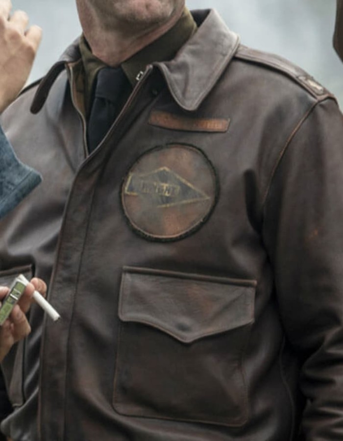 Aaron Eckhart Midway Jimmy Doolittle Brown Leather Jacket