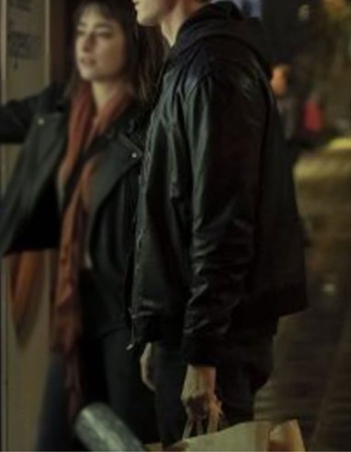 Adam Pålsson Young Wallander Black Leather Bomber Jacket Adam Pålsson Young Wallander Black Leather Bomber Jacket