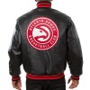 Atlanta Hawks Black Leather Varsity Bomber Jacket Atlanta Hawks Black Leather Varsity Bomber Jacket