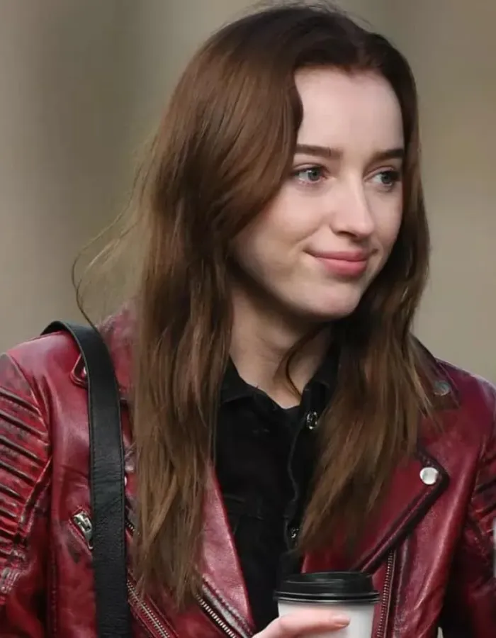 Bank of Dave 2023 Phoebe Dynevor Leather Jacket
