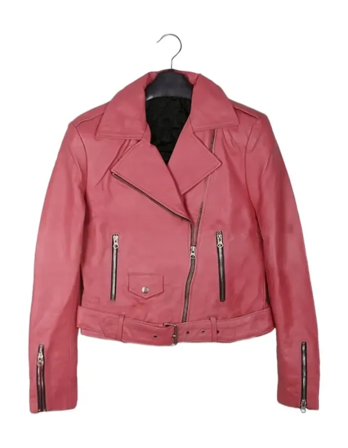 Barbie Pink Leather Biker Jacket