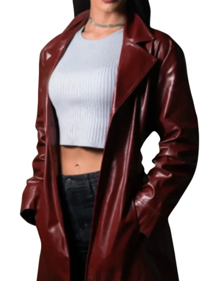 Blowback Veronica Maroon Leather Coat