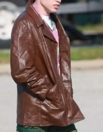 Bupkis 2023 Pete Davidson Brown Leather Jacket