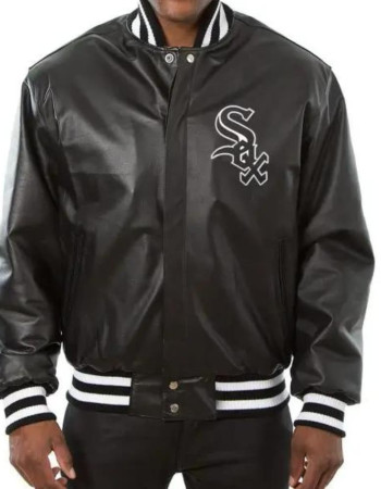 Chicago White Sox Black Leather Bomber Jacket