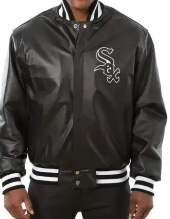 Chicago White Sox Black Leather Bomber Jacket