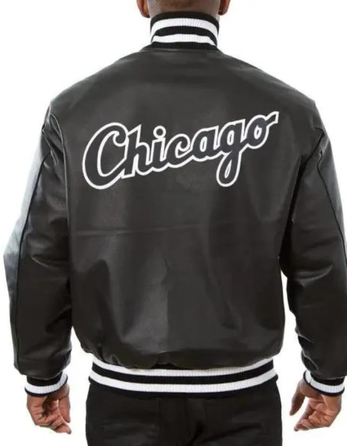 Chicago White Sox Black Leather Bomber Jacket Chicago White Sox Black Leather Bomber Jacket