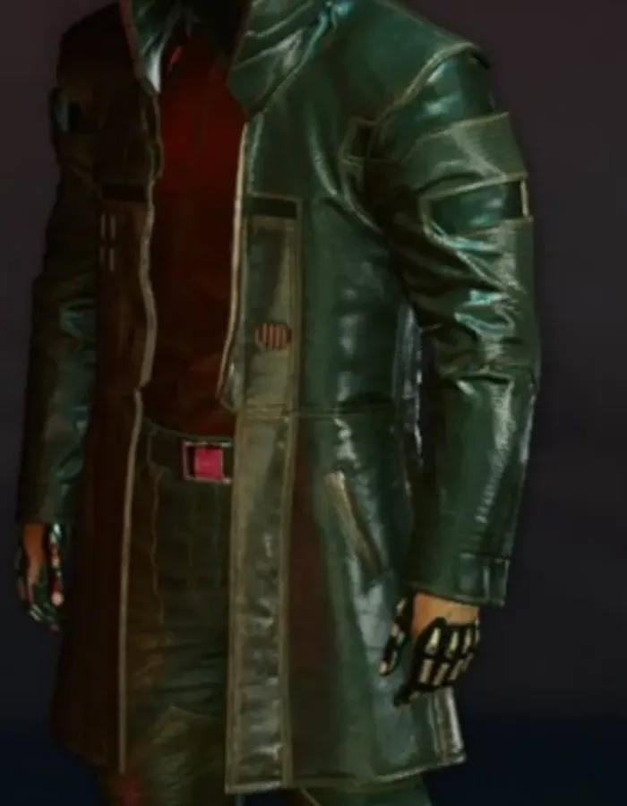Cyberpunk 2077 Durable Motorcycle Black Leather Coat
