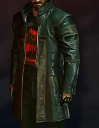 Cyberpunk 2077 Durable Motorcycle Black Leather Coat