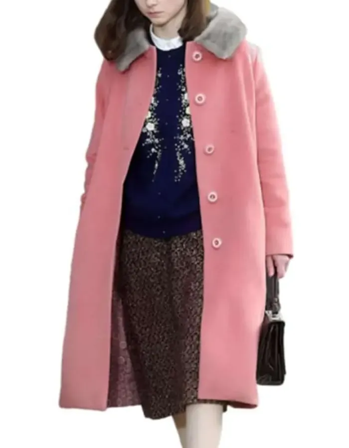 Eileen 2023 Thomasin Mckenzie Pink Wool Coat
