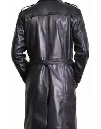 Elon Musk Black Leather Trench Coat Elon Musk Black Leather Trench Coat