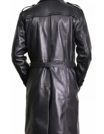 Elon Musk Black Leather Trench Coat Elon Musk Black Leather Trench Coat