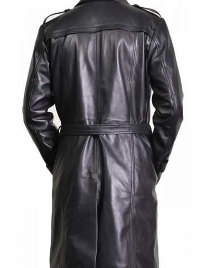Elon Musk Black Leather Trench Coat