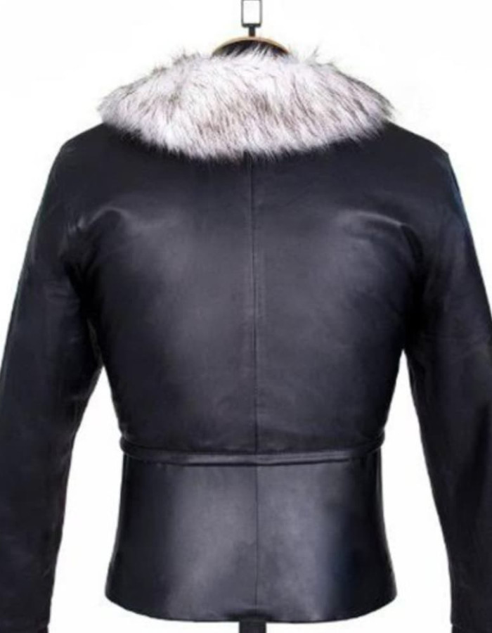 Final Fantasy 8 Squall Leonhart Fur Black Leather Jacket