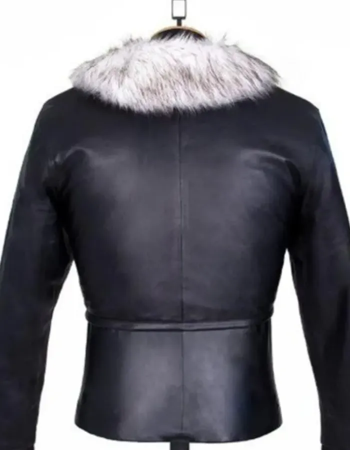 Final Fantasy 8 Squall Leonhart Fur Black Leather Jacket Final Fantasy 8 Squall Leonhart Fur Black Leather Jacket
